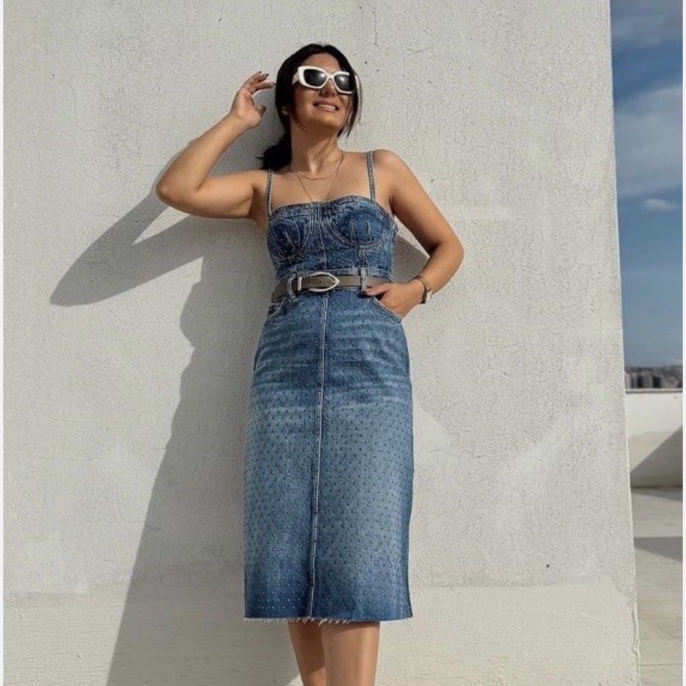 Zara Denim studded Midi Dress